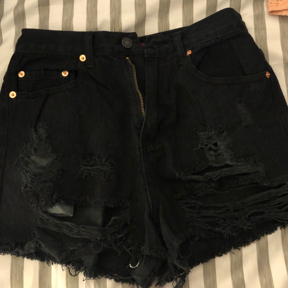 Black high waisted jean shorts
